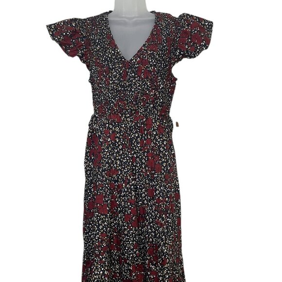 O.P.T. One Pretty Time Phoebe Dress XL NWT Black Floral Midi 100% Cotton - Picture 2 of 5